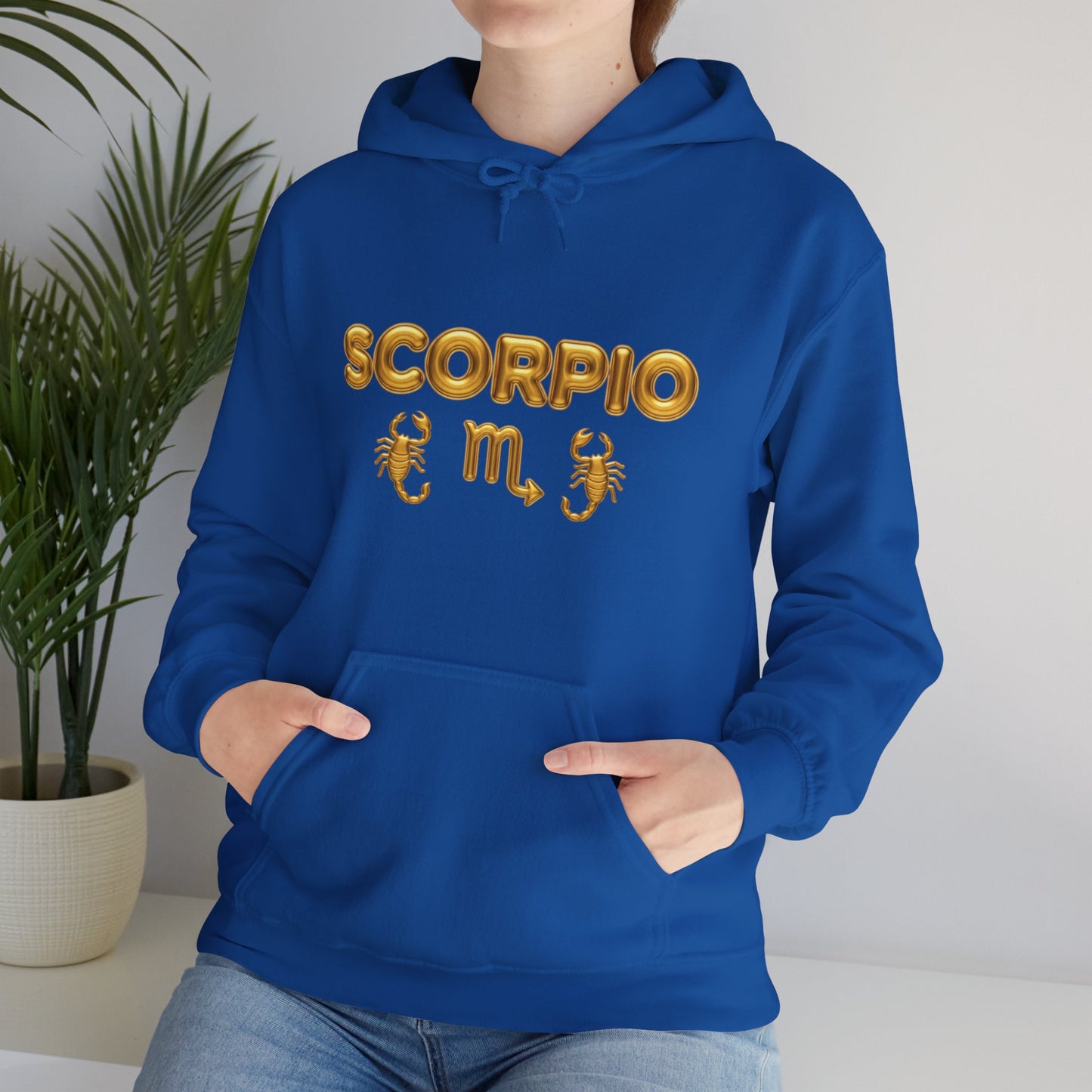 Scorpio Zodiac Hoodie – Gold Scorpion Astrology Sweatshirt (Back Zodiac Chart)