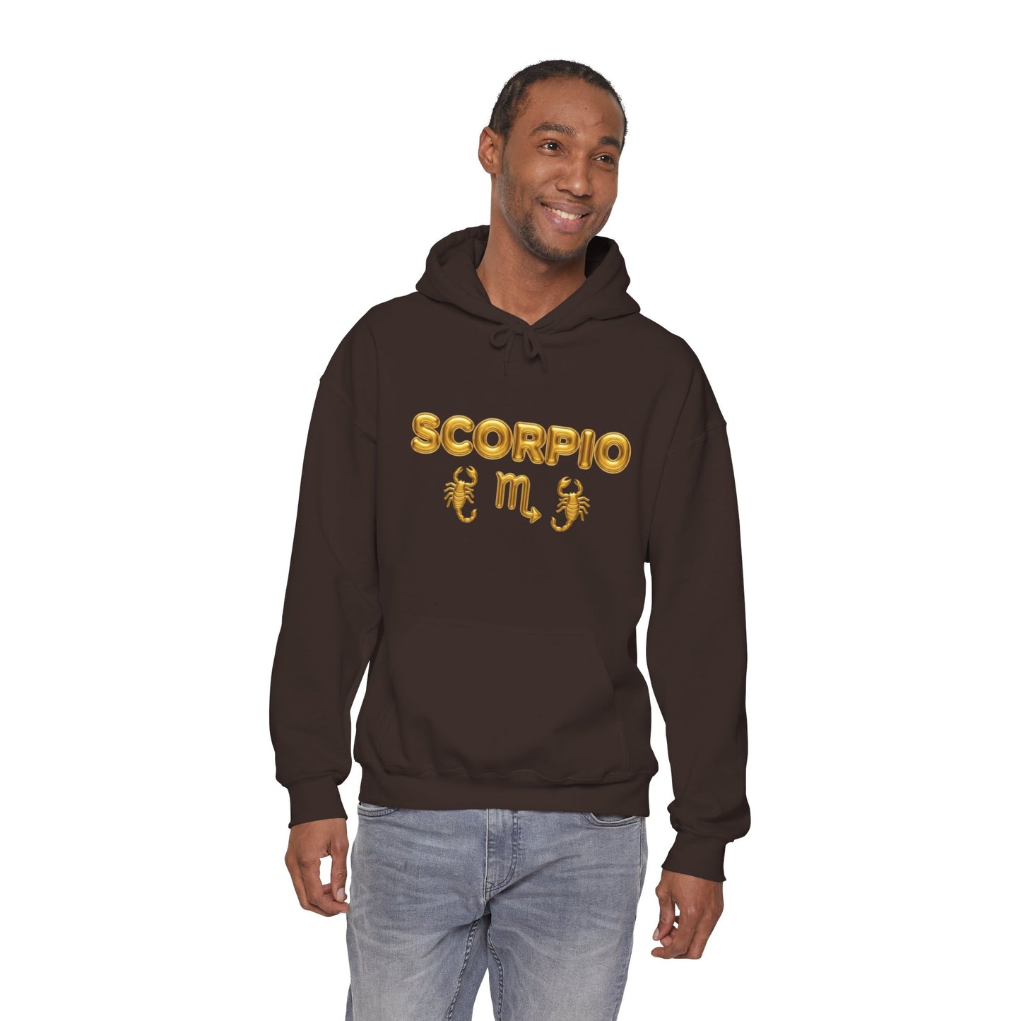 Scorpio Zodiac Hoodie – Gold Scorpion Astrology Sweatshirt (Back Zodiac Chart)
