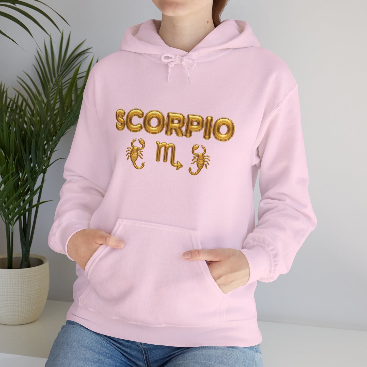 Scorpio Zodiac Hoodie – Gold Scorpion Astrology Sweatshirt (Back Zodiac Chart)