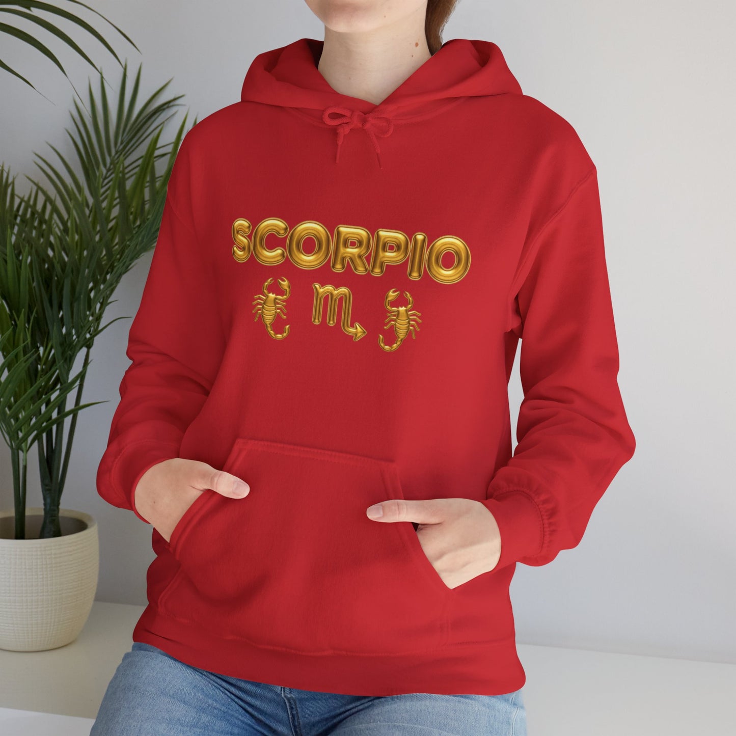 Scorpio Zodiac Hoodie – Gold Scorpion Astrology Sweatshirt (Back Zodiac Chart)