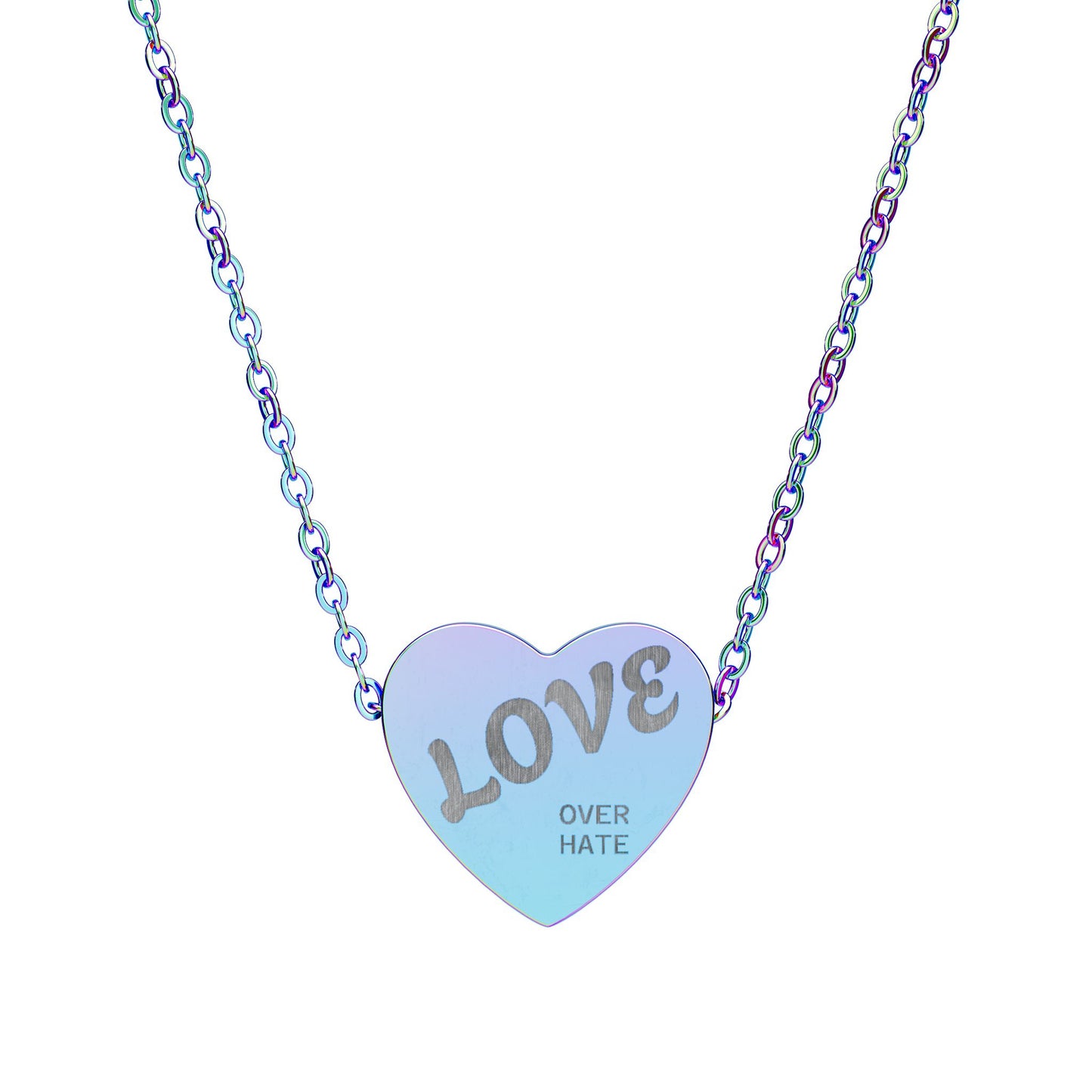 Engraved Heart Necklace - "LOVE" Pendant Personalized