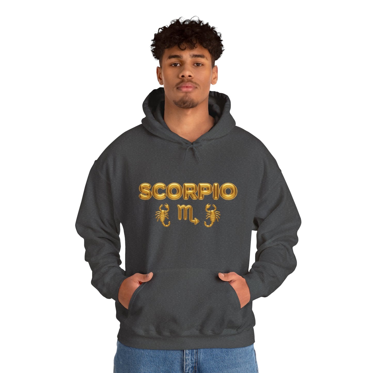 Scorpio Zodiac Hoodie – Gold Scorpion Astrology Sweatshirt (Back Zodiac Chart)