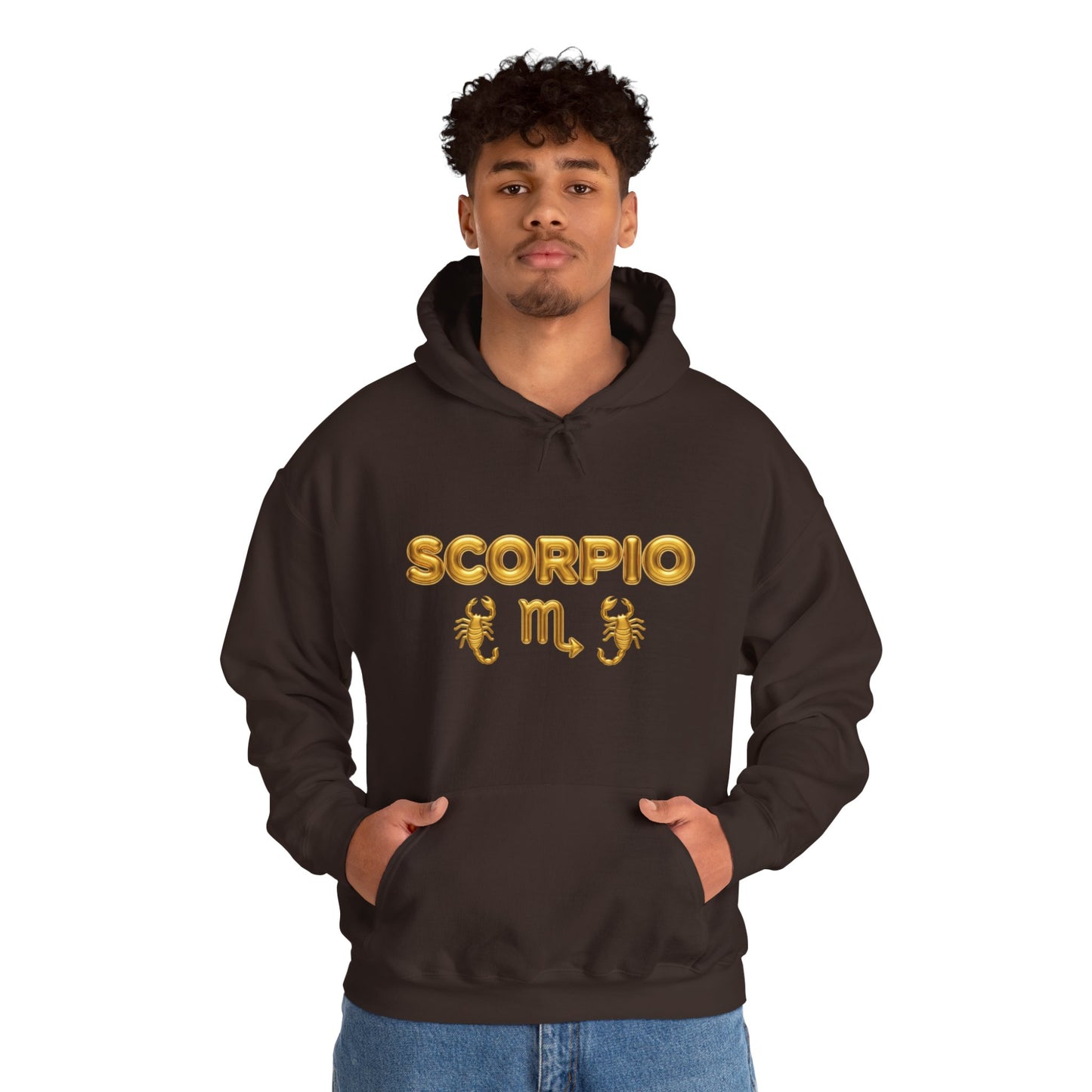 Scorpio Zodiac Hoodie – Gold Scorpion Astrology Sweatshirt (Back Zodiac Chart)