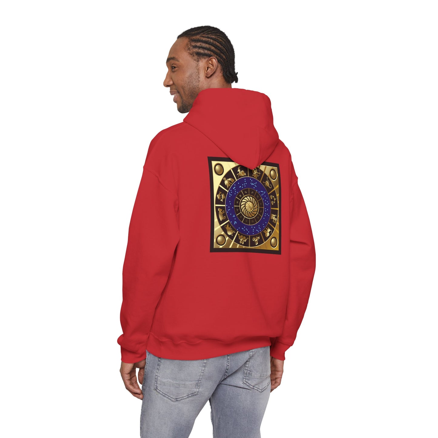 Scorpio Zodiac Hoodie – Gold Scorpion Astrology Sweatshirt (Back Zodiac Chart)