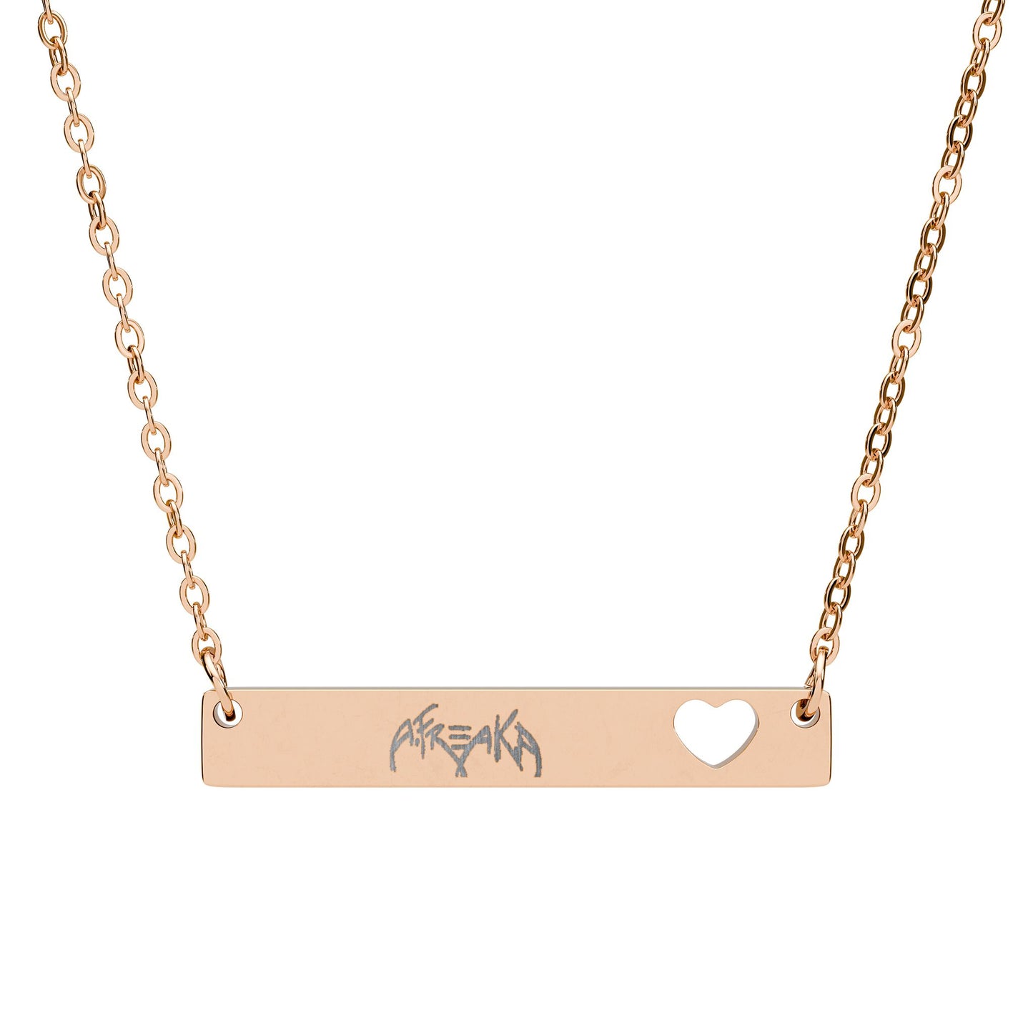 Cutout Heart Bar Necklace — Personalized Engraved Heart Bar Pendant