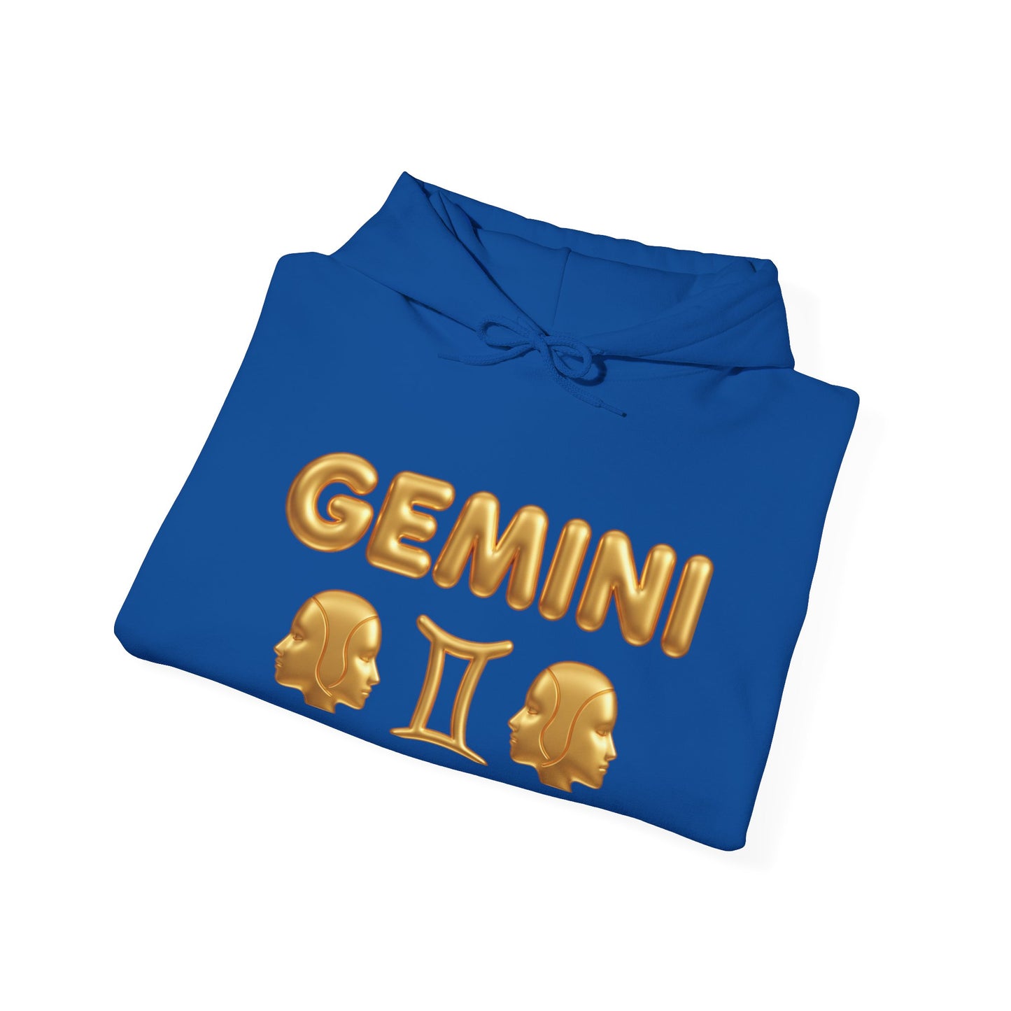 Gemini Zodiac Hoodie – Gold Gemini Text & Astrology Wheel Back Print