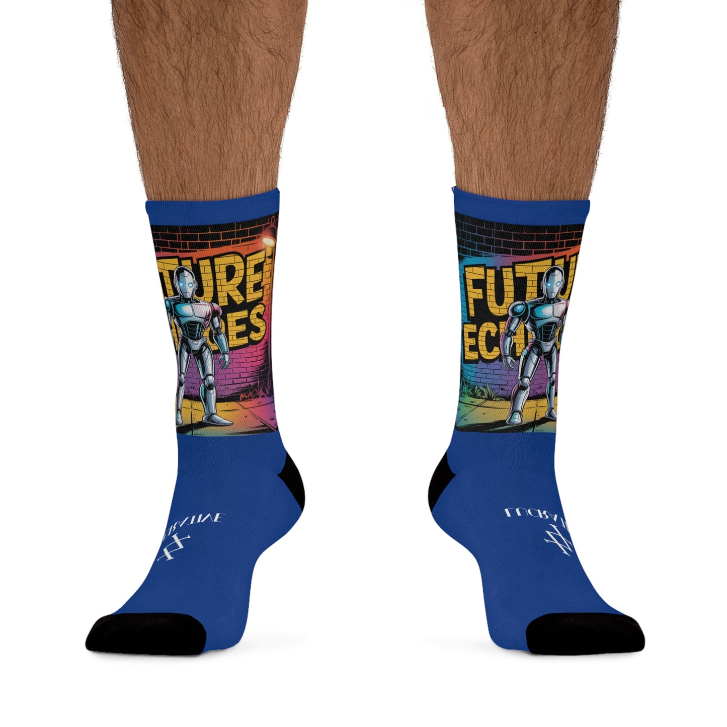 Futuristic Robot Graphic Socks —NAVY BLUE