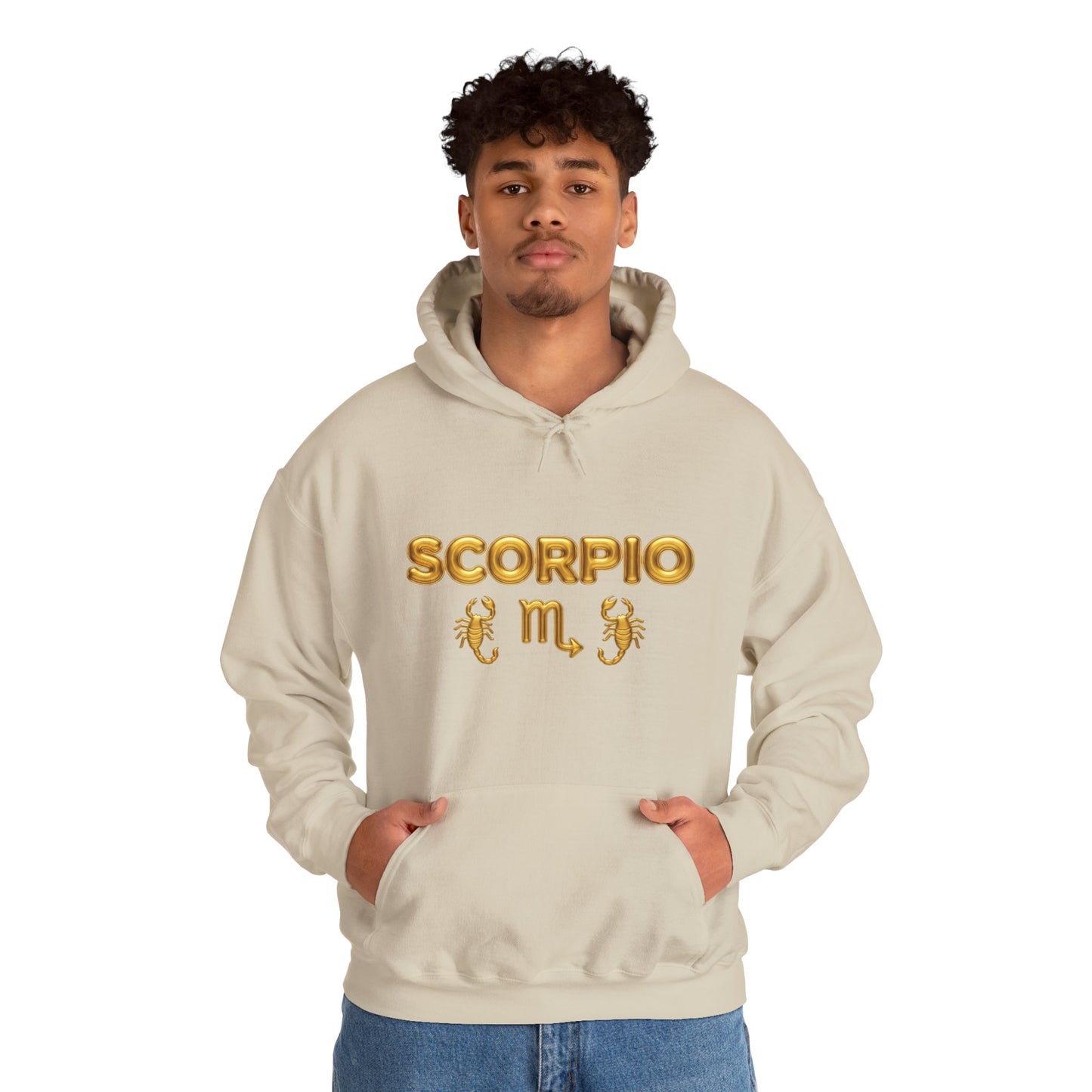 Scorpio Zodiac Hoodie – Gold Scorpion Astrology Sweatshirt (Back Zodiac Chart)