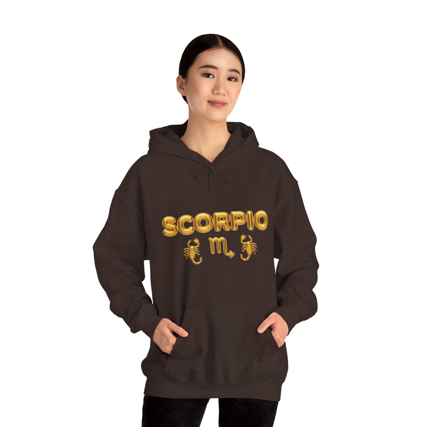 Scorpio Zodiac Hoodie – Gold Scorpion Astrology Sweatshirt (Back Zodiac Chart)