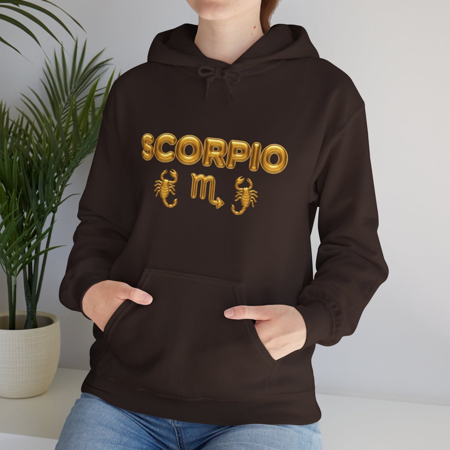Scorpio Zodiac Hoodie – Gold Scorpion Astrology Sweatshirt (Back Zodiac Chart)