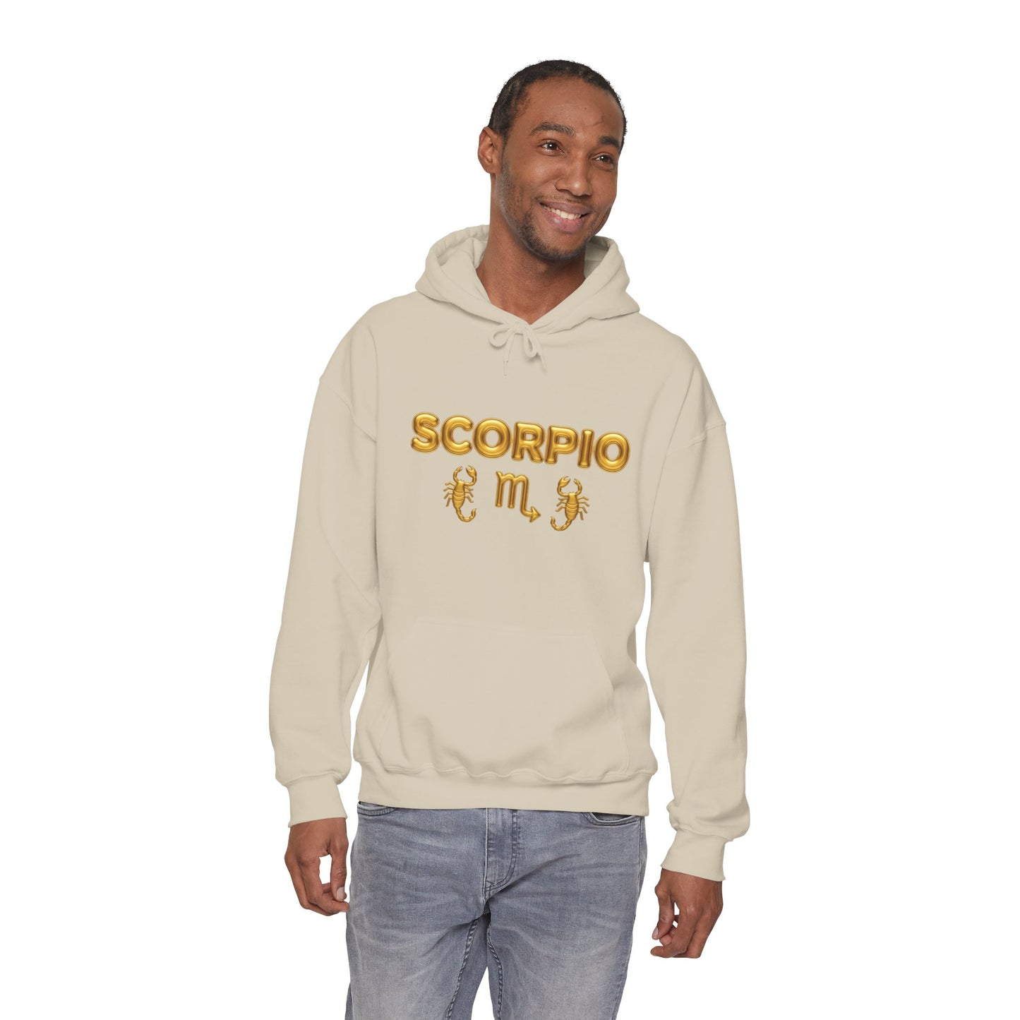 Scorpio Zodiac Hoodie – Gold Scorpion Astrology Sweatshirt (Back Zodiac Chart)