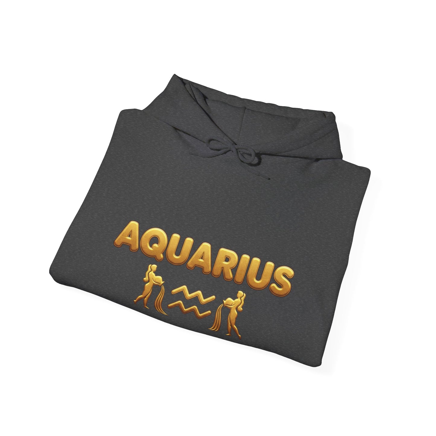 Aquarius Zodiac Hoodie — Gold Astrology Graphic Hooded Sweatshirt