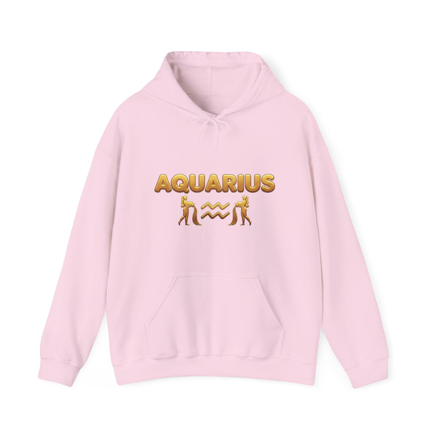 Aquarius Zodiac Hoodie — Gold Astrology Graphic Hooded Sweatshirt