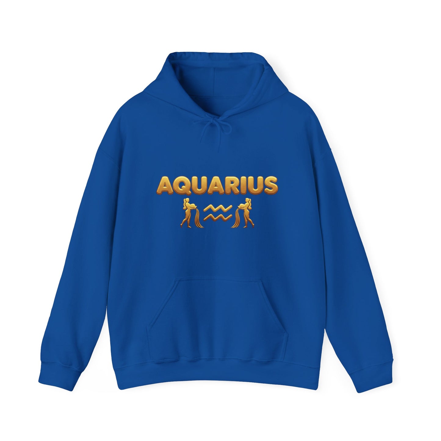 Aquarius Zodiac Hoodie — Gold Astrology Graphic Hooded Sweatshirt