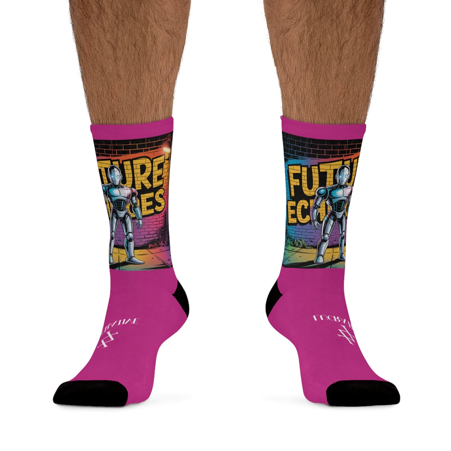 Futuristic Robot Graphic Socks —PINK
