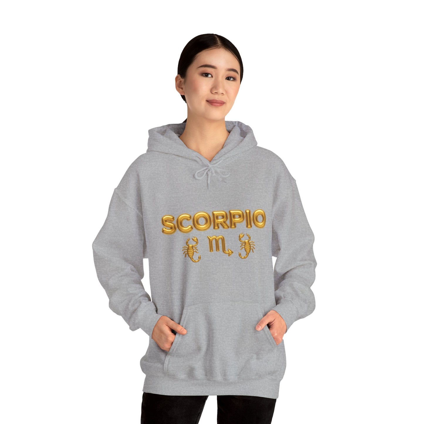 Scorpio Zodiac Hoodie – Gold Scorpion Astrology Sweatshirt (Back Zodiac Chart)