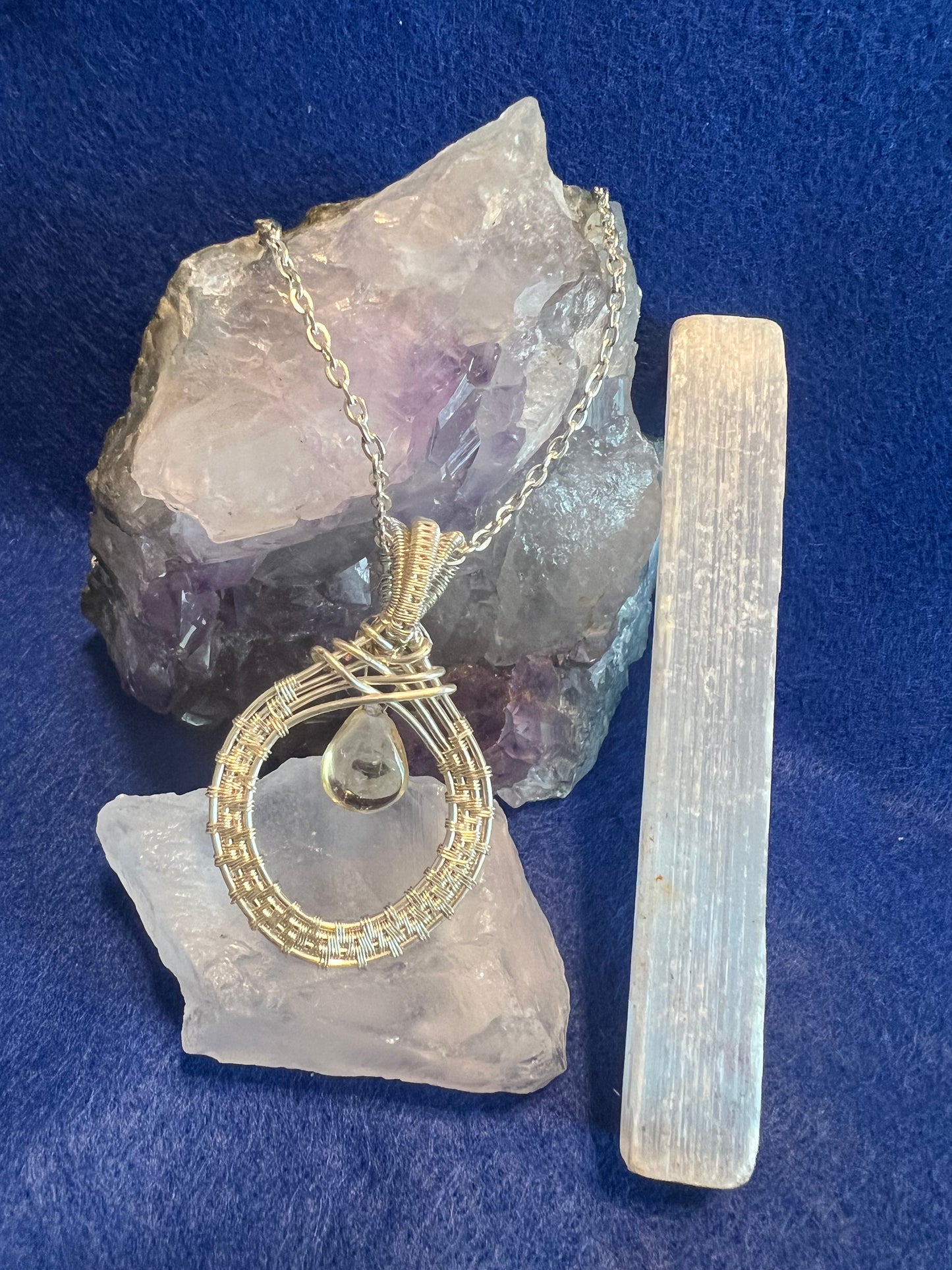 Stainless Steel and Citrine Drop