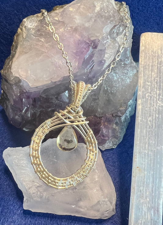Stainless Steel and Citrine Drop
