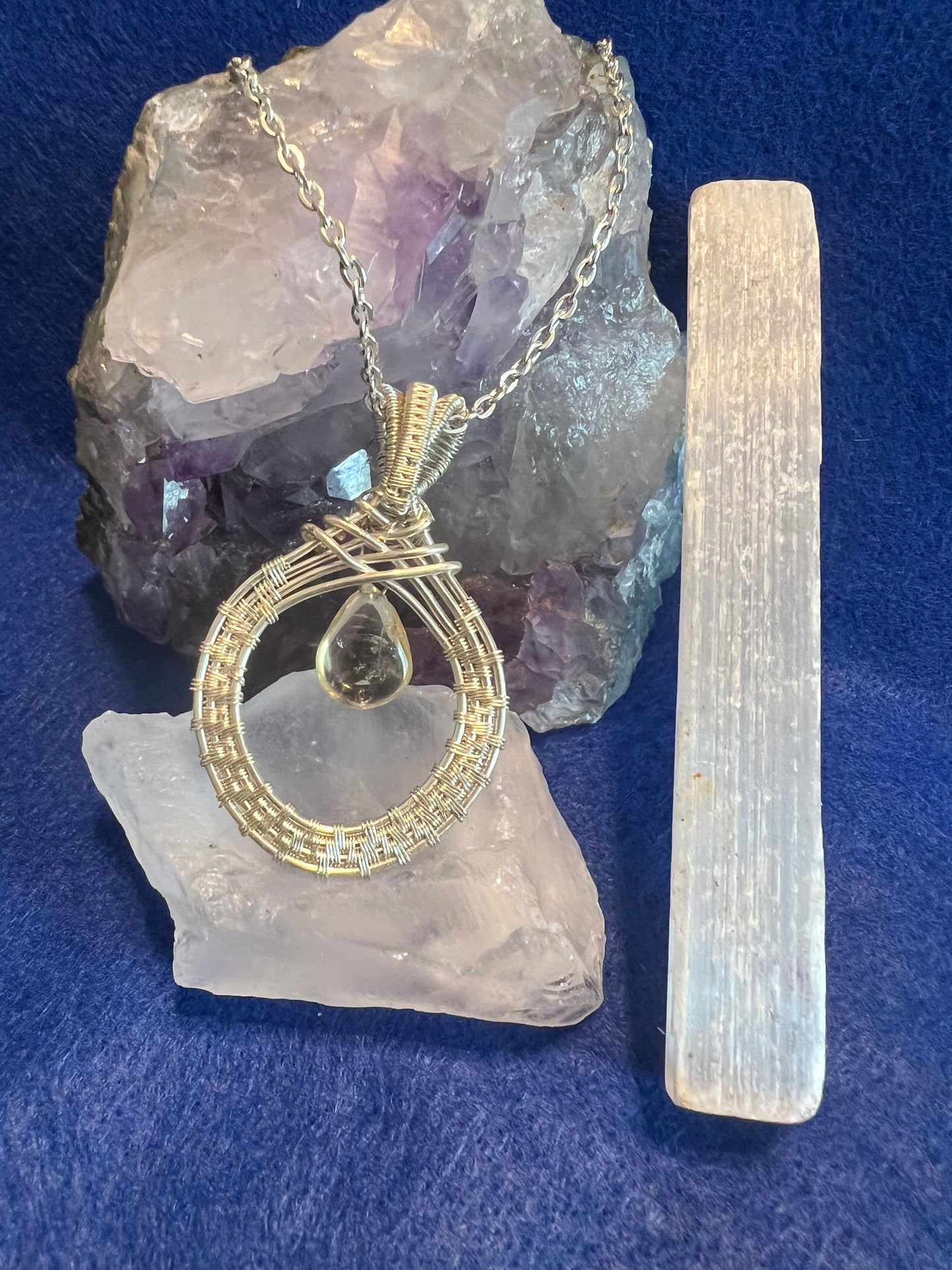 Stainless Steel and Citrine Drop