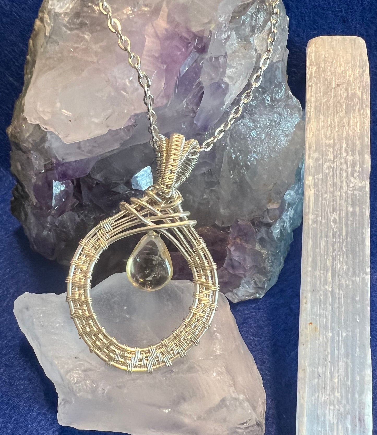 Stainless Steel and Citrine Drop