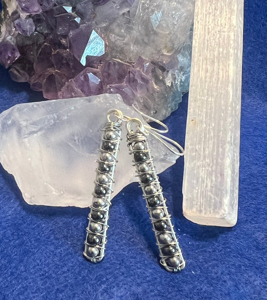 Hemetite and Stainless Steel Earrings