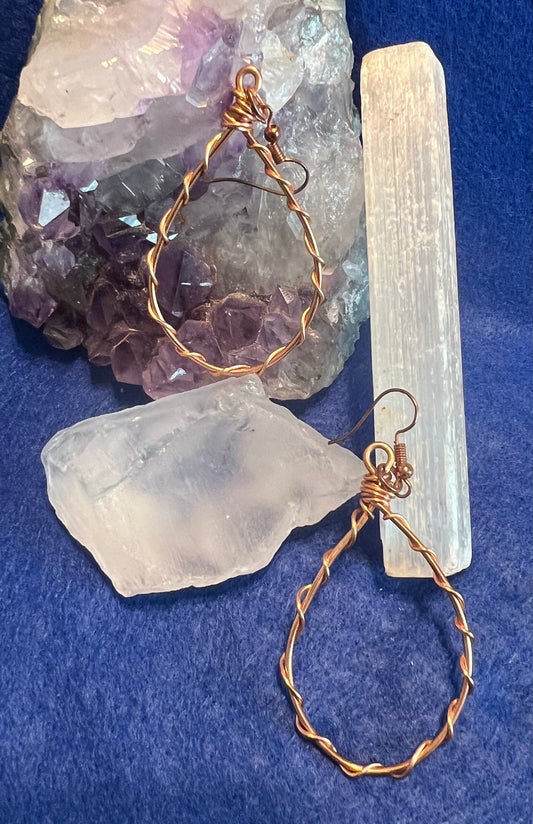 Pure Copper Drop Wrapped Earrings