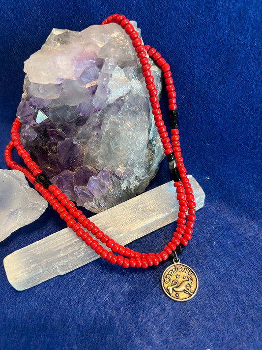 Red Agate and Black Onyx Zodiac Waistbeads