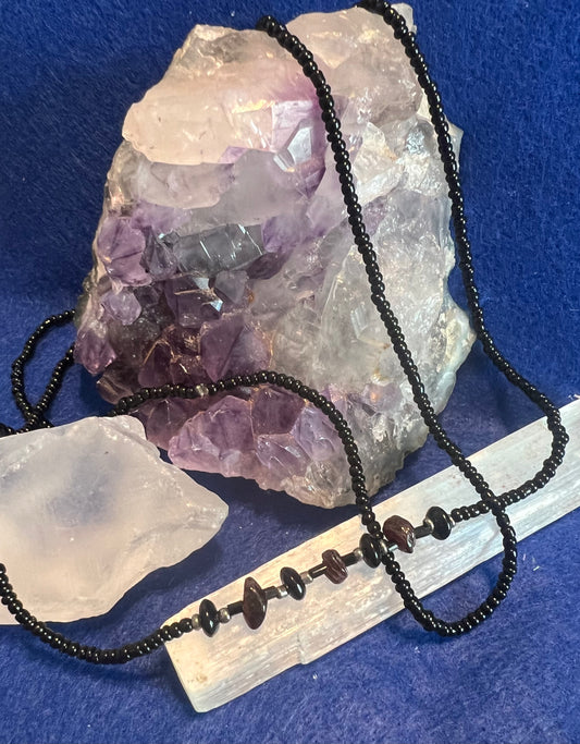 Garnet stone and black onyx Waistbeads