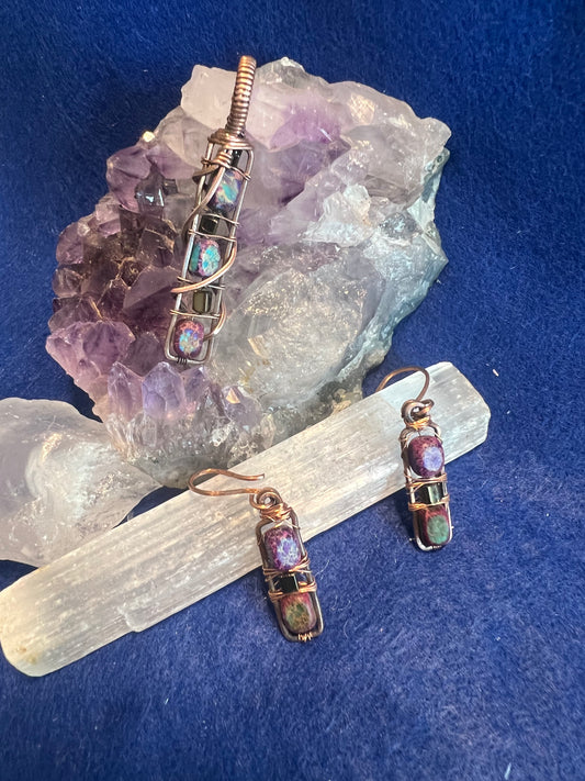 Rainbow Jasper, Hematite and Copper Set