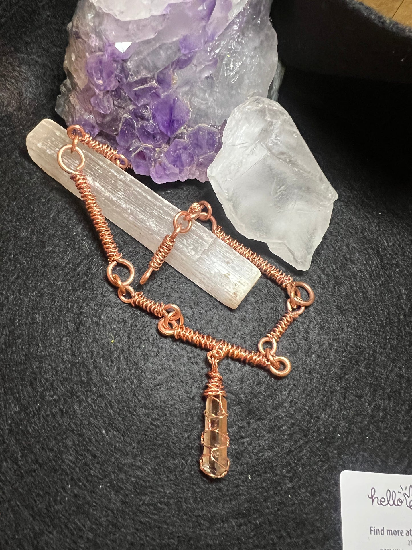 Natural Quartz and Pure Copper Rope Component Chain