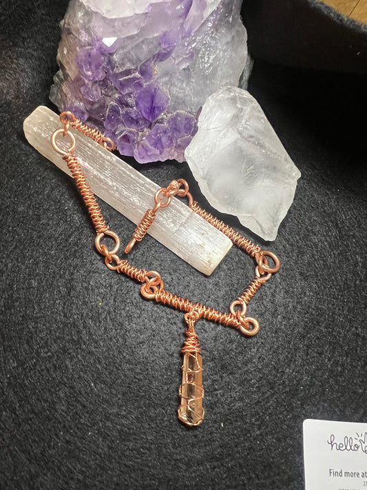 Natural Quartz and Pure Copper Rope Component Chain