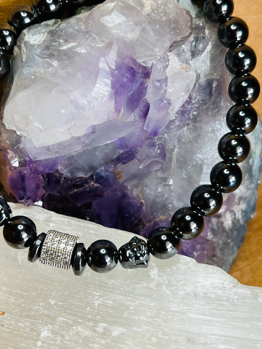 Hematite and Crystal beaded Bracelet