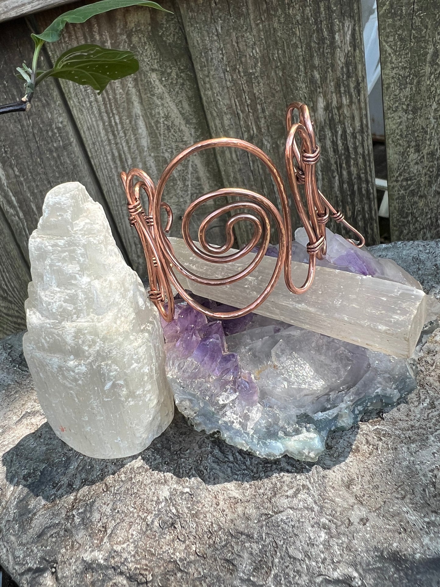 Swirls, galore, pure copper wire wrap, bangle