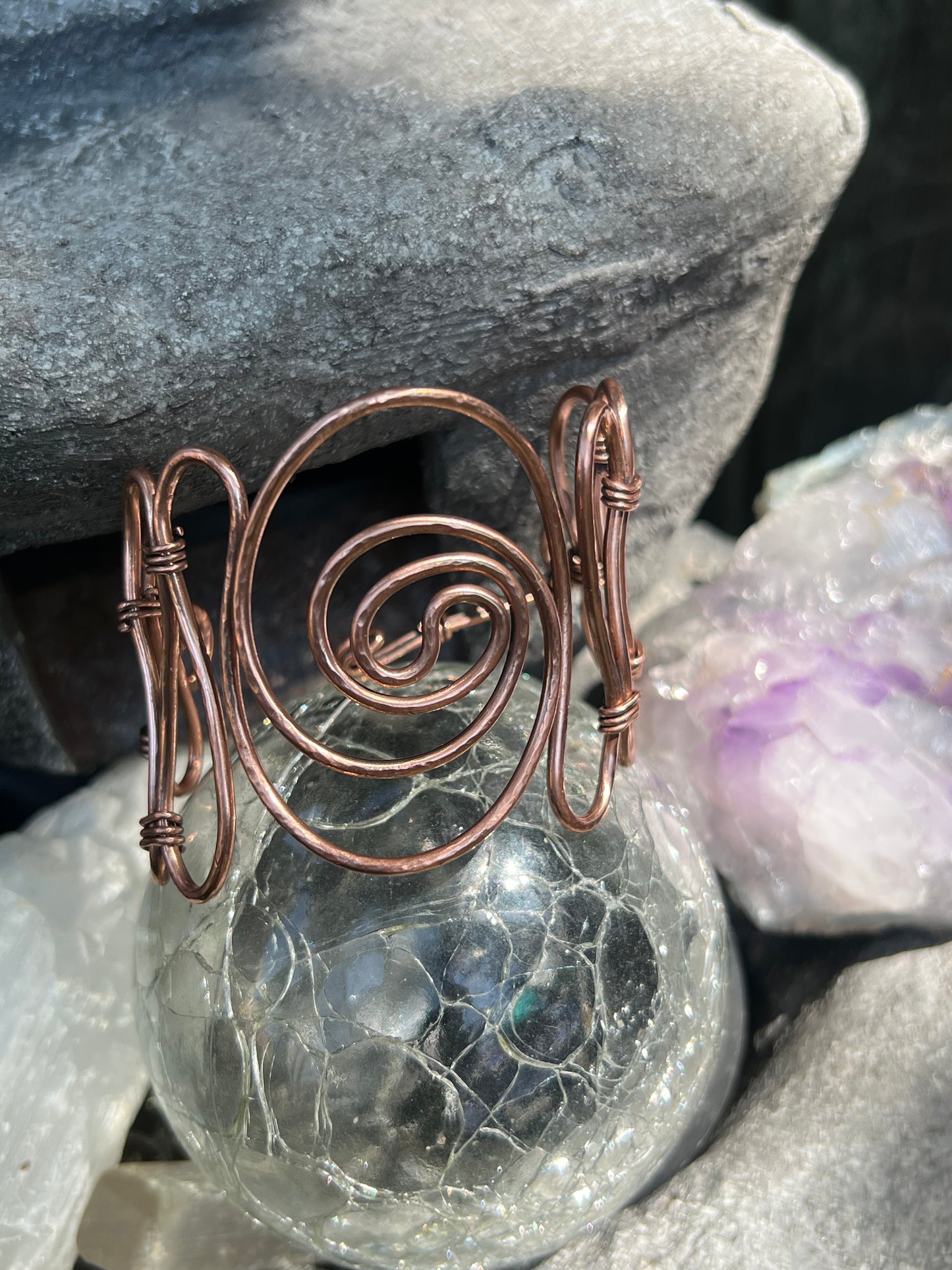 Swirls, galore, pure copper wire wrap, bangle