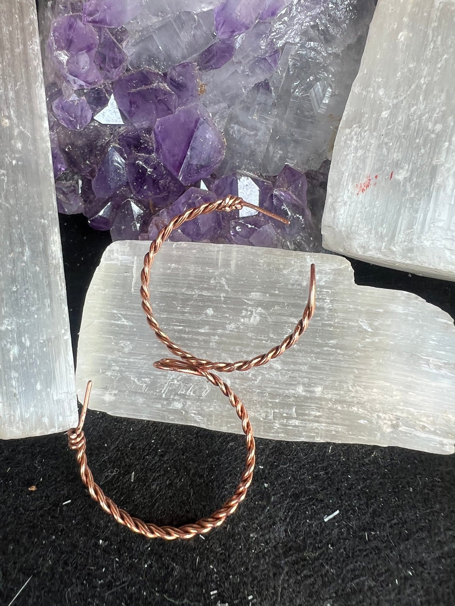 Twisted hoop, pure copper earrings