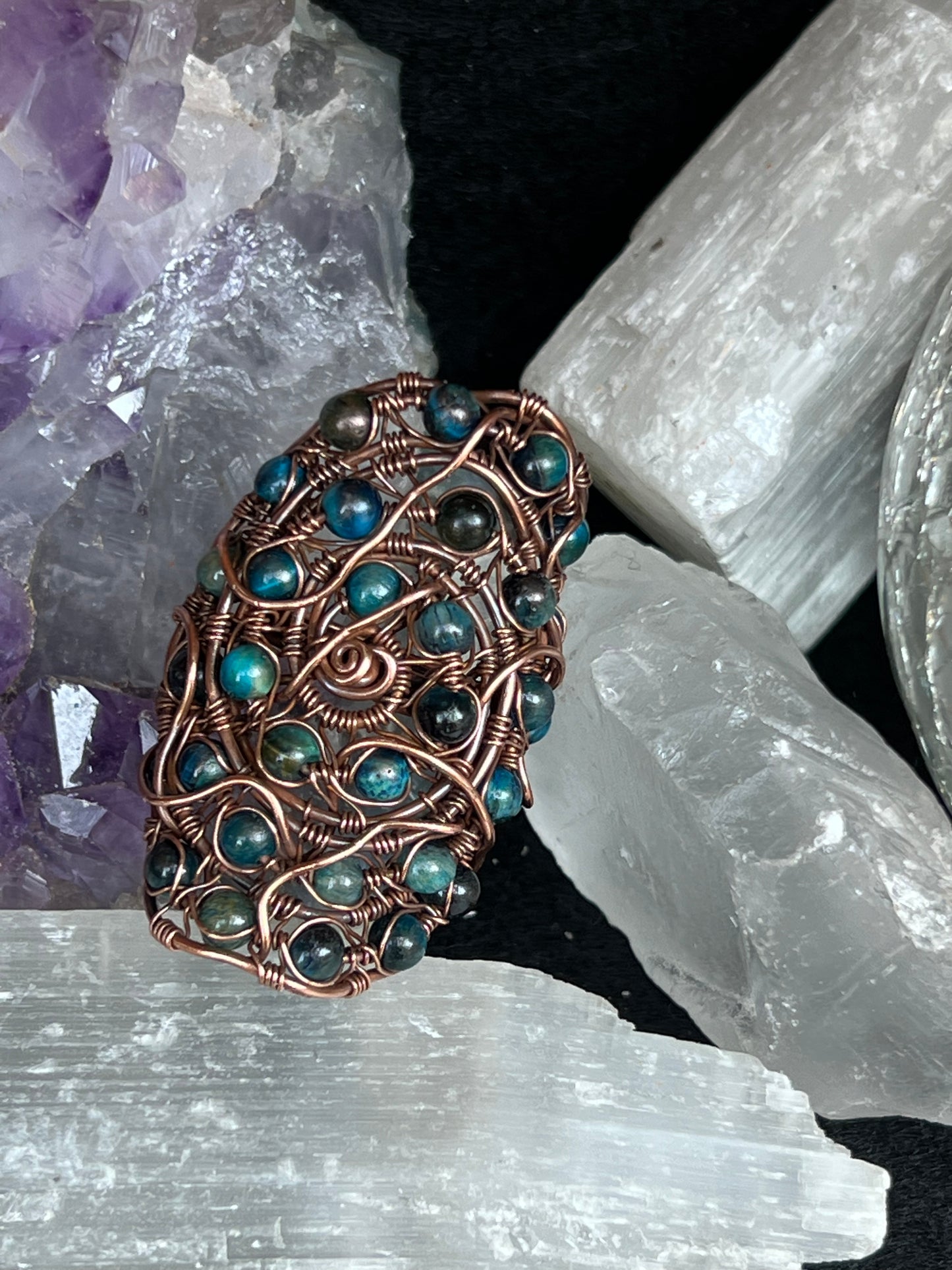 Lapis lazuli and Copper statement ring