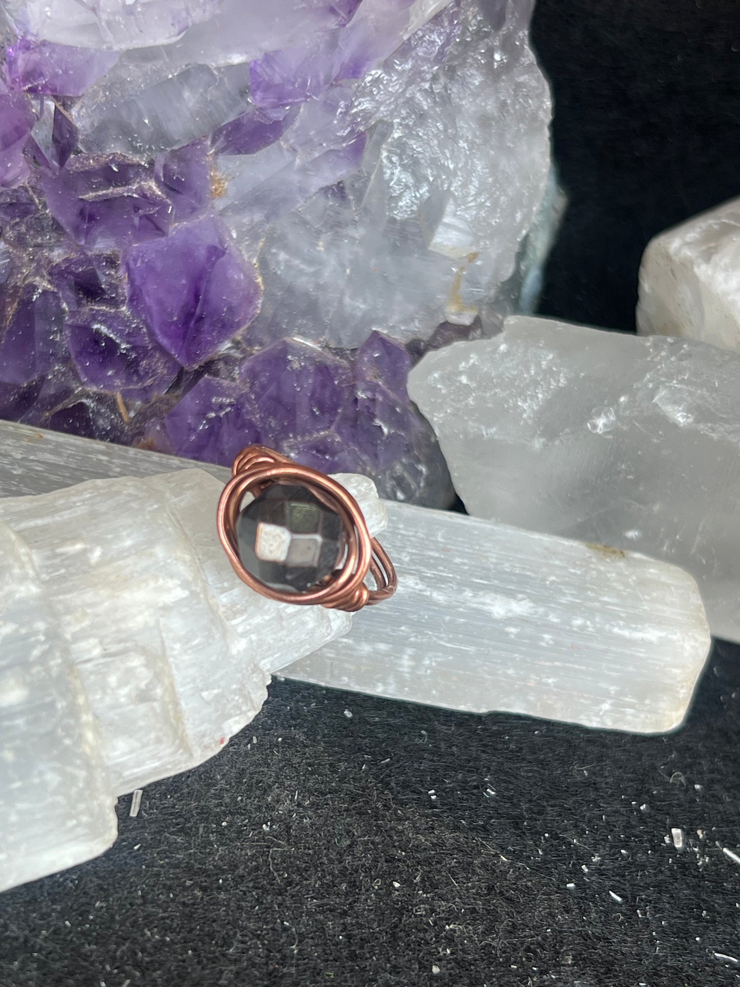 Hematite and copper ring